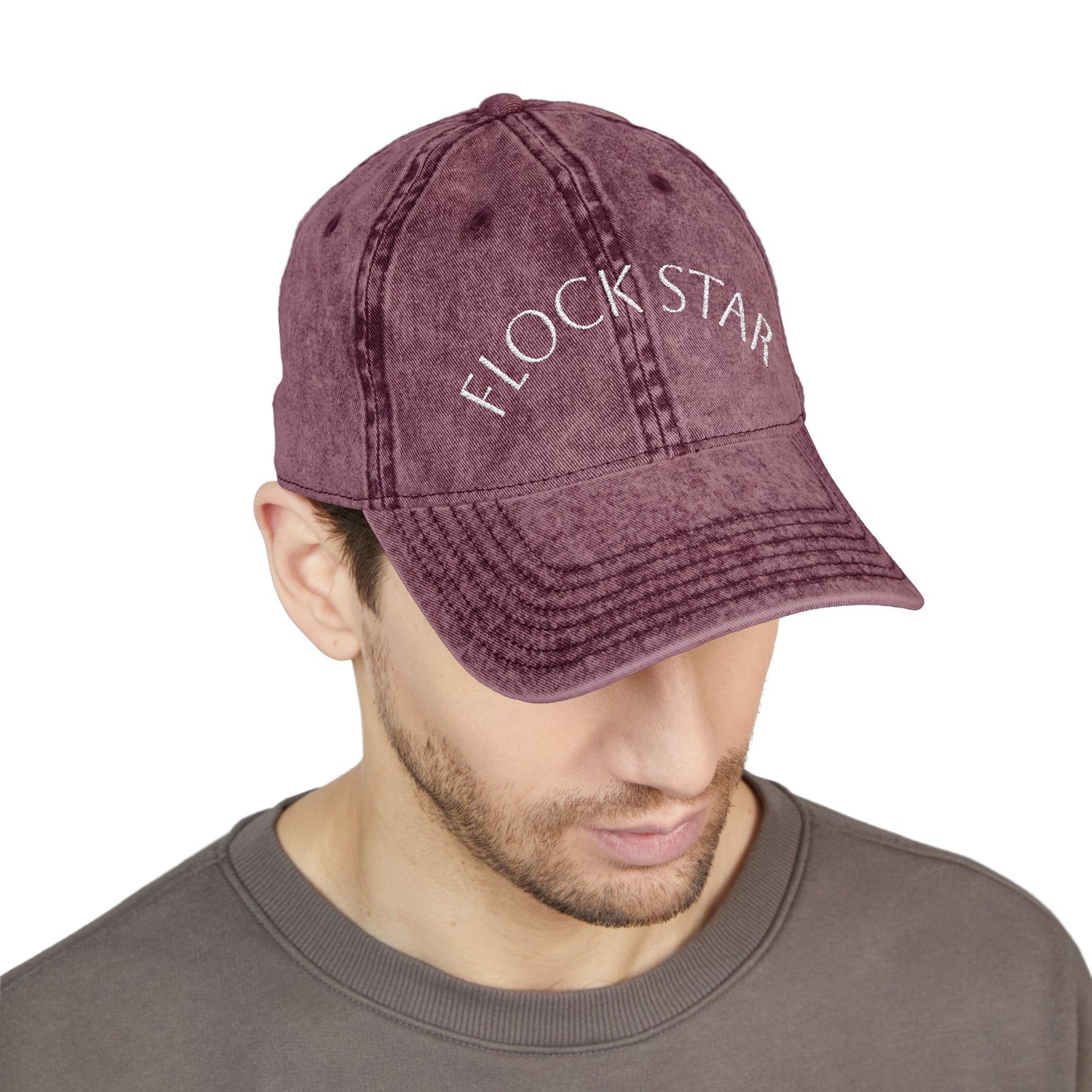 Vintage Embroidered Cap - FLOCK STAR, Casual Hat for Pastors, birdwatchers of all kinds