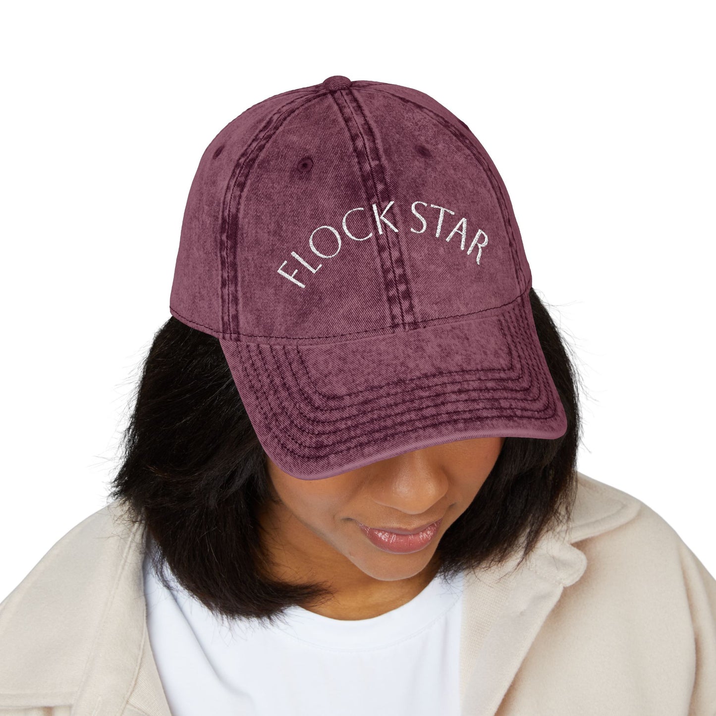 Vintage Embroidered Cap - FLOCK STAR, Casual Hat for Pastors, birdwatchers of all kinds