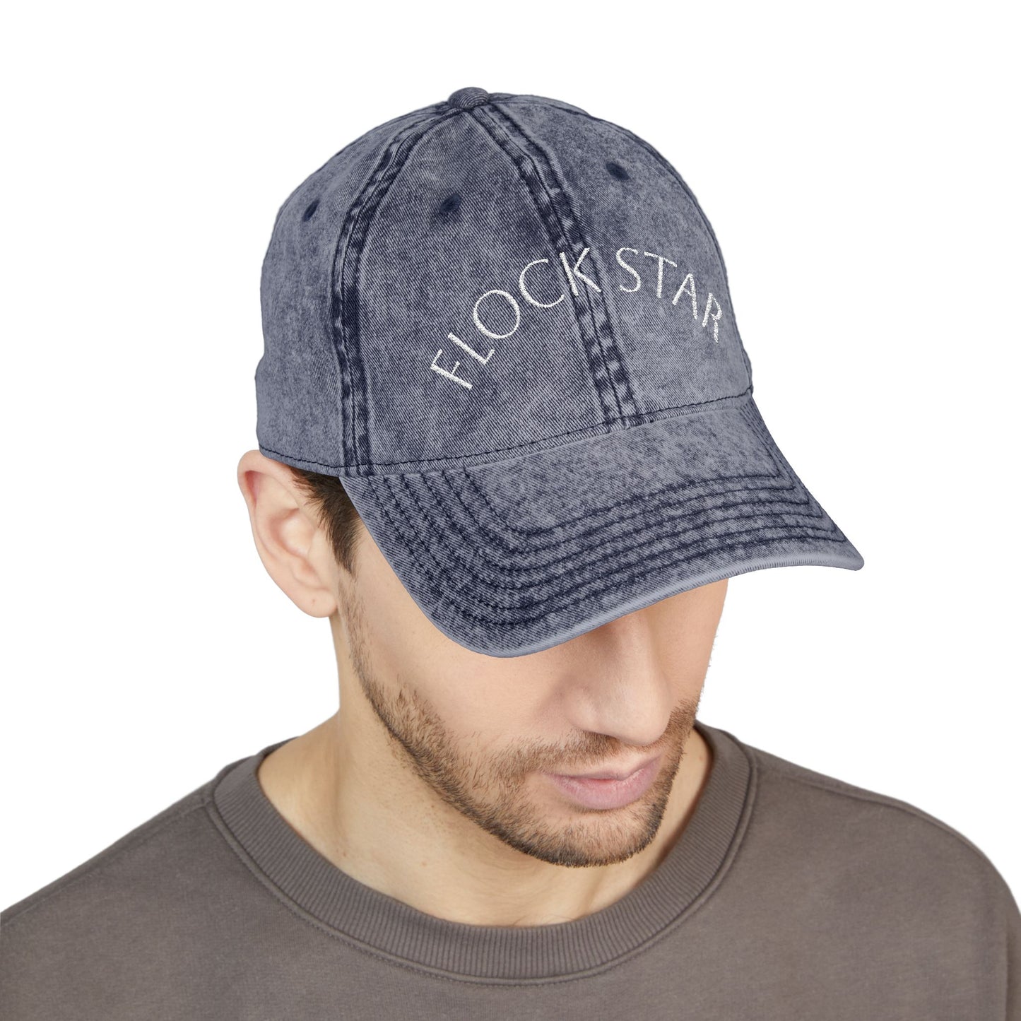 Vintage Embroidered Cap - FLOCK STAR, Casual Hat for Pastors, birdwatchers of all kinds