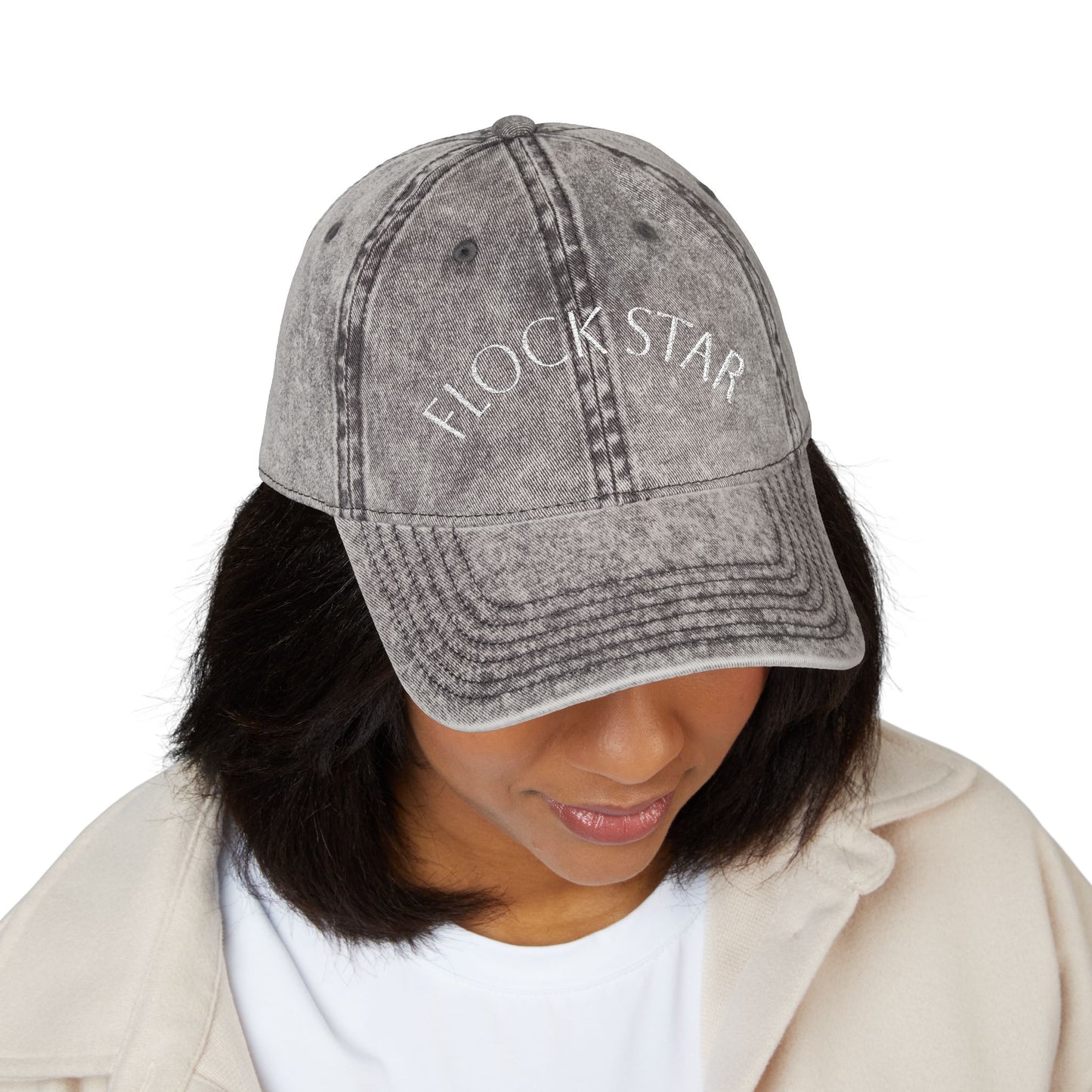 Vintage Embroidered Cap - FLOCK STAR, Casual Hat for Pastors, birdwatchers of all kinds