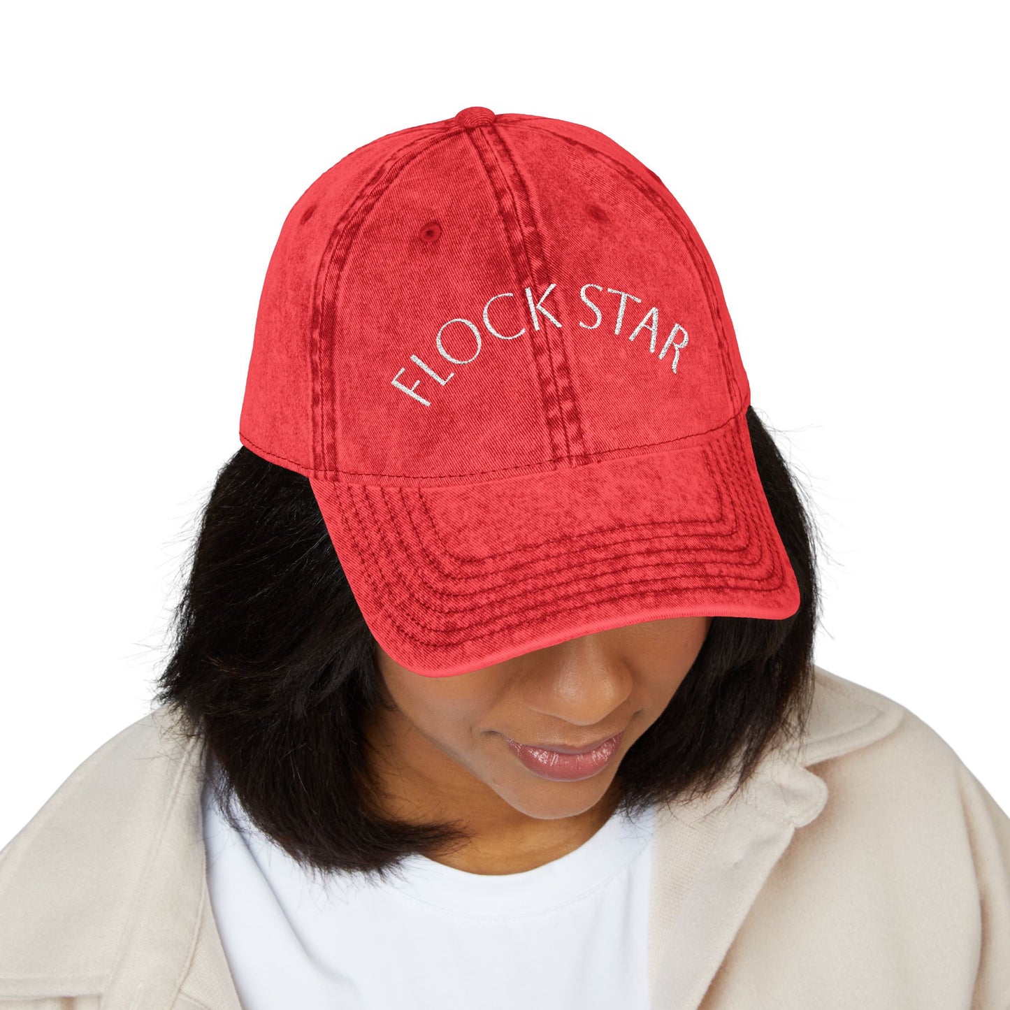 Vintage Embroidered Cap - FLOCK STAR, Casual Hat for Pastors, birdwatchers of all kinds