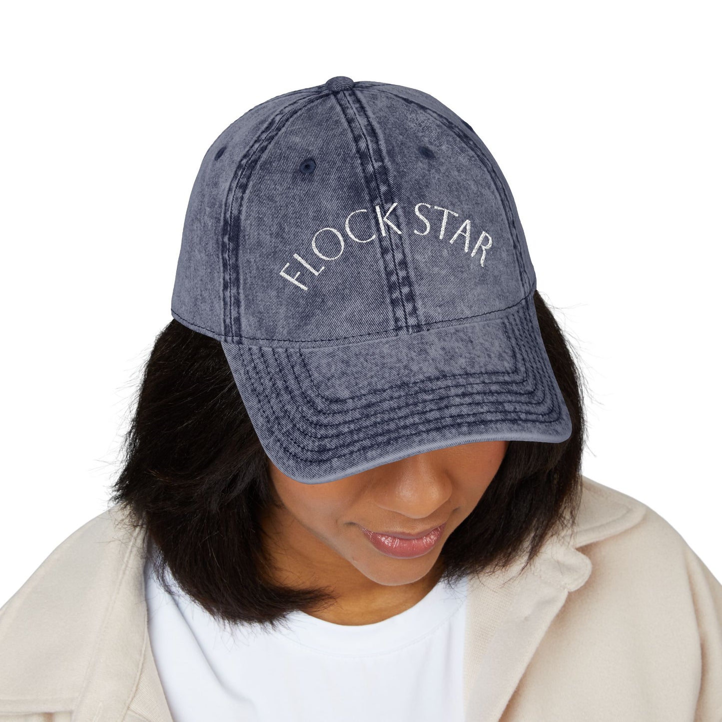 Vintage Embroidered Cap - FLOCK STAR, Casual Hat for Pastors, birdwatchers of all kinds