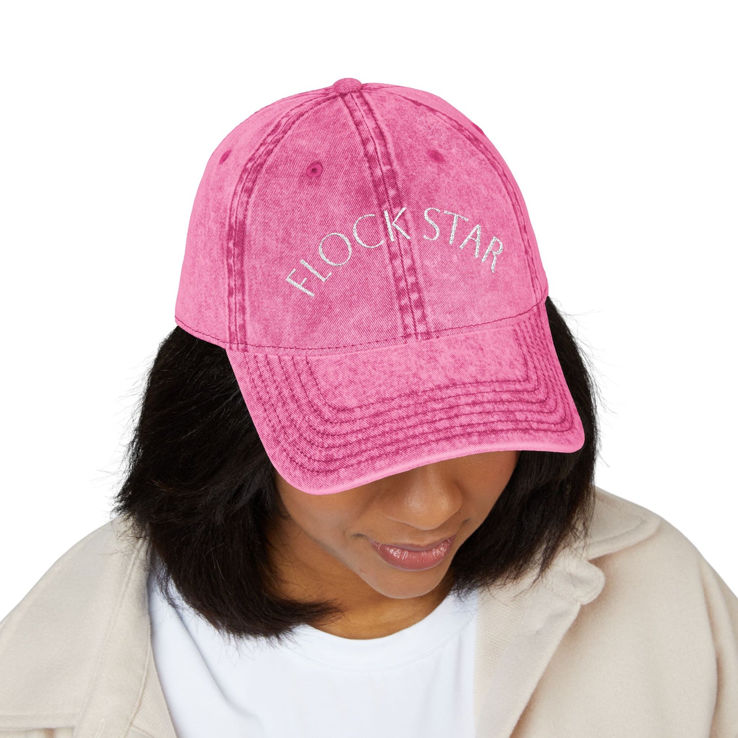 Vintage Embroidered Cap - FLOCK STAR, Casual Hat for Pastors, birdwatchers of all kinds